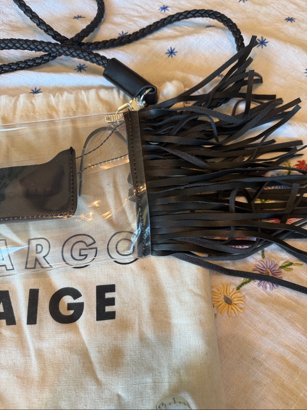 Clear Crossbody Bag with Black Fringe - Picture 6 of 6